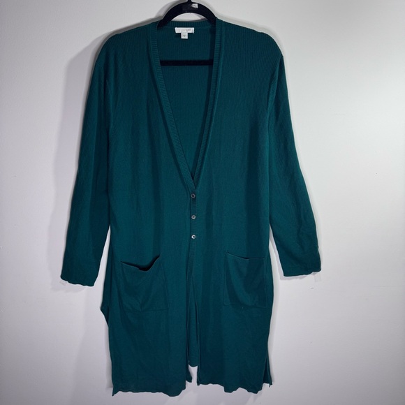 J. Jill Sweaters - J. Jill Deep Teal Ribbed Button-Front Cardigan
